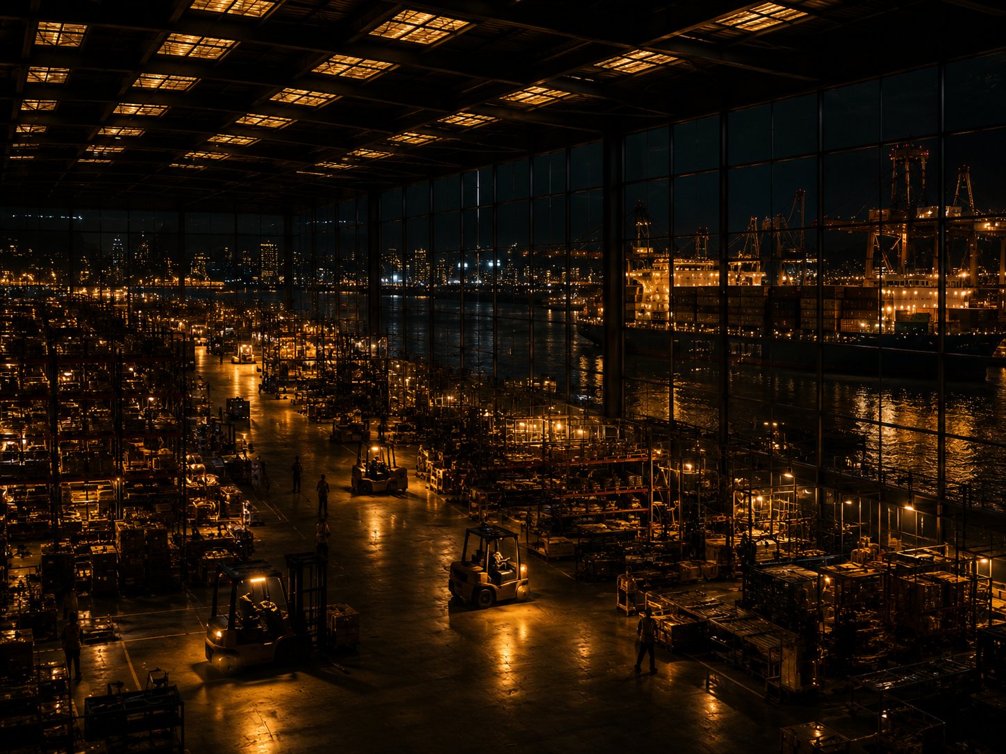 Industrial warehouse and port